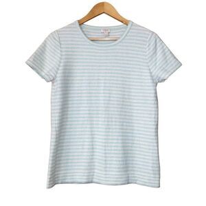 J.crew wool blend striped shirt sleeve sweater mint cream medium